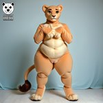 anthro belly chubby_female clothing costume female front_view fursuit genitals hips overweight plump_labia plushie pussy solo solo_focus thick_thighs naughtyhyena_(director) felid lion mammal pantherine hi_res