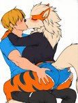 anthro anthrofied big_breasts big_butt black_nose blonde_hair blue_clothing blush bodily_fluids bottomwear breasts butt butt_grab camel_toe clothed clothing cutoffs denim denim_bottomwear denim_clothing duo eyes_closed female female_on_human fingers footwear french_kissing fully_clothed fur genital_fluids grinding hair hair_over_eyes hand_on_butt hotpants human_on_anthro interspecies kissing male male/female male_on_anthro multicolored_body multicolored_fur on_lap orange_body orange_fur pants pokephilia pussy_juice pussy_juice_through_clothing saliva sex shirt shorts simple_background sitting sitting_on_lap striped_body stripes sweat tail tan_body tan_fur tan_hair thick_thighs tongue tongue_out topwear tuft vaginal_fluids wet wet_clothing white_background anonymous_director nintendo pokemon arcanine canid canine generation_1_pokemon human mammal pokemon_(species) hi_res