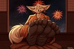 anthro canid canine feet female foot_focus foreshortening fox fur kimota mammal solo yellow_body yellow_fur zp92