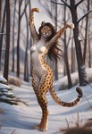 4_toes 5_fingers ai_tagging_(redrocket) anthro black_spots breasts brown_hair casual_nudity cheek_tuft chest_tuft countershading day detailed_background digitigrade dipstick_tail eyelashes eyes_closed facial_tuft featureless_breasts featureless_crotch feet female fingers forest fur hair inner_ear_fluff light long_hair looking_at_viewer markings mountains nature navel nude orange_body orange_fur outside paws pink_nose pinup plant pose smile snow solo spots spotted_body spotted_fur spotted_markings spotted_tail standing stretching sunlight tail_markings tasteful_nudity toes tree tuft whiskers white_body white_fur winter director_crashbandit cheetah felid feline leopard mammal pantherine tail detailed digital_media_(artwork) full-length_portrait hi_res novelai portrait