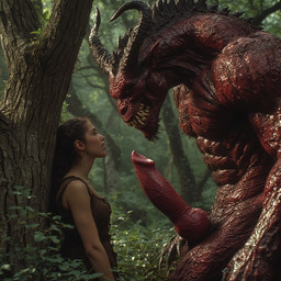 animal_genitalia animal_penis anthro big_penis canine_genitalia canine_penis duo female female_on_feral feral feraldomain genitals knot male male/female not_furry nude penis canid human mammal monster