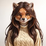 ai_tagging_(redrocket) anthro black_nose brown_body brown_eyes brown_fur brown_hair clothed clothing female front_view fur hair inner_ear_fluff long_hair looking_at_viewer middle_part orange_body orange_fur simple_background smile solo sweater tan_clothing topwear tuft waianinsfwponyxl_(model) whiskers white_background white_body white_fur director_crashbandit ailurid canid canine felid fox hybrid mammal maned_wolf procyonid raccoon red_panda viverrid bust_portrait digital_media_(artwork) hi_res portrait