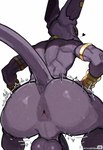 anthro anus balls bouncing_butt bracelet butt butt_focus ear_piercing ear_ring genitals jewelry male muscular muscular_male piercing ring_piercing solo tail twerking beerus absurd_res hi_res