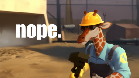 4_fingers anthro armor clothing construction_site day dress_shirt eyewear fingers goggles hard_hat headgear helmet hooved_fingers hooves horn male ossicone outside overalls shirt solo text three-quarter_view tools topwear welding_goggle work_gloves wrench drla meme_2026 team_fortress_2 engineer_(team_fortress_2) giraffe giraffid mammal english_text hi_res