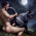 anatomically_correct animal_genitalia animal_pussy anus bestiality bodily_fluids cum cum_drip cum_in_pussy cum_inside detailed detailed_background detailed_fur director_firewolf dripping duo felid feline_pussy female feral feral_penetrated from_behind_position full_moon furryrock_(model) genital_fluids genitals grass hands hi_res human human_on_feral human_penetrating human_penetrating_feral humanoid_genitalia humanoid_penis interspecies looking_back looking_pleasured male male/female male_on_feral mammal moon mountains night open_mouth pantherine paws penetration penis plant pussy raised_tail sex sitting tail_grab vaginal vaginal_penetration