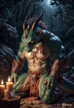 anthro bottomwear bowing candle clothing forest forest_background green_body green_scales horn jewelry kneeling loincloth male muscular nature nature_background necklace night plant praying scales solo tree joachim58 arthropod beetle dragon elateroid firefly insect animated hi_res webm