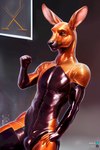 anthro bulge clothing hi_res kangaroo latex macropod male mammal marsupial rubber rubber_clothing rubber_suit solo watermark zack3d zack3d_kinky_v1