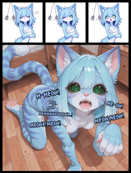 5_fingers all_fours angry annoyed anthro blue_body blue_fur blue_hair bodily_fluids brainwashing breasts countershade_face countershade_fur countershade_torso countershading curious dialogue drooling exposed_breasts eyes_closed female fingers fur green_eyes hair hypnosis limp_wrist looking_at_viewer looking_away medium_hair meow mind_control nude nude_female on_ground one_eye_closed open_mouth pendulum petplay raised_hand roleplay saliva sharp_teeth small_breasts solo spiral_eyes striped_body stripes talking_to_viewer teeth text tongue wide_eyed sleepykitty domestic_cat felid feline felis mammal hi_res sequence