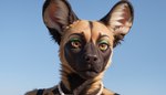 amber_eyes anthro black_body black_fur brown_body brown_fur eyeshadow female fur gem inner_ear_fluff jewelry looking_at_another makeup neck_tuft necklace pearl_(gem) pearl_necklace simple_background solo tuft white_body white_fur ilmpbx african_wild_dog canid canine mammal hi_res