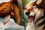 anus black_stripes bodily_fluids butt cum drooling feral fluffy fluffy_tail fur genital_fluids genitals male open_mouth orange_body orange_fur penis raised_tail saliva solo stripes tongue tongue_out white_body white_fur foxgames522