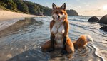 anthro beach black_nose breasts chest_tuft female fur genitals inner_ear_fluff looking_at_viewer nipples nude orange_body orange_fur outside pussy sand sea seaside smile solo tuft water water_ripple wet wet_body wet_fur white_body white_fur tenko canid canine canis fox mammal red_fox 16:9 hi_res wallpaper warm_colors widescreen