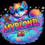 ambiguous_gender blue_eyes bubble feral fur hair logo long_tail looking_at_viewer multicolored_body multicolored_fur paws short_hair smile solo text director_myrlonel canid canine fox mammal