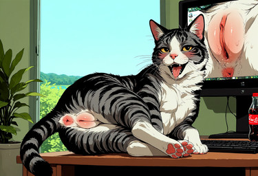 anus bodily_fluids butt dripping female feral fur genital_fluids genitals looking_at_viewer presenting presenting_hindquarters presenting_pussy pussy pussy_juice pussy_juice_drip solo tongue diddlier domestic_cat felid feline felis mammal hi_res