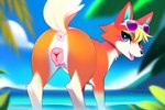 anatomically_correct anatomically_correct_genitalia anatomically_correct_pussy animal_crossing animal_genitalia animal_pussy anus audie_(animal_crossing) blonde_hair blue_eyes butt canid canine canine_genitalia canine_pussy canis eyewear female feral fur genitals hair looking_at_viewer mammal multicolored_body multicolored_fur nude outside pink_pussy presenting presenting_hindquarters presenting_pussy puffy_anus pussy raised_tail rear_view solo sunglasses tikemyson(director) two_tone_body two_tone_fur wolf