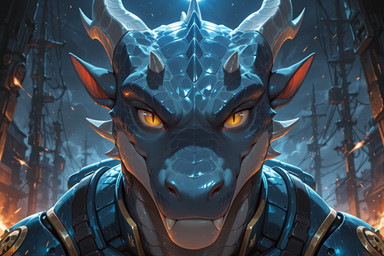 anthro blue_body blue_scales fantasy kyranthos looking_at_viewer male mythology scales solo standing yellow_eyes dragon mythological_creature mythological_scalie scalie western_dragon
