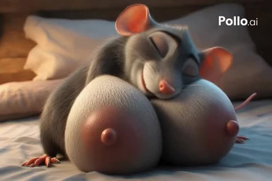 bed bed_sheet bedding busty_feral eyes_closed female feral furniture hugging_breasts nuzzling on_bed self_hug smile solo tail stothemfh mammal murid murine rat rodent animated short_playtime webm