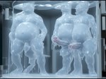 anthro balls belly genitals goo_creature goo_humanoid group humanoid laboratory male melting narrowed_eyes open_mouth overweight overweight_male penis slime theslimeguy zack3d_kinky_v1