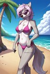 anthro big_breasts breasts female fur hair happy looking_at_viewer smile solo tuft white_body white_fur humphreyomega alpha_and_omega lilly_(alpha_and_omega) canid canine canis mammal wolf absurd_res hi_res portrait watermark