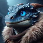 blue_body blue_eyes blue_scales clothed clothing fur_clothing horn male nostrills pupils scales slit_pupils solo damion_moore kobold scalie portrait