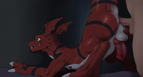 anal anal_penetration animal_genitalia animal_penis anthro balls bed canine_genitalia canine_penis dark_room faceless_character faceless_human furniture genitals human_penetrating knot male male/male penetration penis sharp_teeth teeth sysns digimon digimon_(species) guilmon human mammal scalie animated loop webm