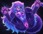 anthro anus black_claws black_sclera blep breasts butt claws cosmic_fur cosmic_hair cute_fangs ethereal_hair female floating fur gaping gaping_anus gaping_pussy genitals hair long_hair looking_at_viewer medium_breasts nipples pawpads presenting presenting_hindquarters presenting_pussy purple_body purple_fur pussy solo space spread_pussy spreading star tongue tongue_out unusual_eyes sagrael lutrine mammal mustelid hi_res