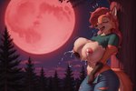 anthro big_breasts blood_moon bodily_fluids breast_squeeze breasts breath clothing dripping eyes_closed female forest hair holding_breast huge_breasts lactating light masturbation moon moonlight night panting plant red_hair solo torn_clothing transformation tree k/ai_(director) zoologist_(terraria) canid canine fox mammal red_fox werecanid werecreature hi_res