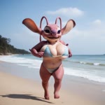 anthro big_breasts bikini breasts clothing female huge_breasts solo swimwear jfurryart605 angel_(lilo_and_stitch) animated webm