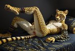 animal_genitalia anthro anus bed fully_sheathed furniture genitals inside looking_at_viewer lying male on_back on_bed paws penis penis_tip pillow pinup pose raised_leg realistic rim_light sheath smile solo stable_diffusion aurugy cheetah felid feline mammal detailed