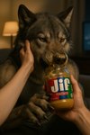 anthro claws clothing dirty_fur duo feeding first_person_view food furniture human_on_anthro inside interspecies jar living_room male male/male muscular muscular_anthro muscular_male on_sofa peanut_butter petting photorealism photorealistic realistic realistic_fur realistic_lighting shirt sitting sitting_on_sofa sofa tank_top topwear yellow_eyes delken canid canine canis human mammal wolf hi_res