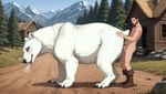 animal_genitalia animal_pussy anus balls bestiality blue_eyes bodily_fluids boots clothing cum cum_drip cum_in_pussy cum_inside cum_on_ground cum_string dripping duo exhibitionism eyelashes eyes_closed female feral feral_penetrated footwear from_behind_position genital_fluids genitals hand_on_butt human_on_feral human_penetrating human_penetrating_feral interspecies larger_female looking_pleasured male male/female male_on_feral medieval motion_lines mountain nude penetration penile penile_penetration penis penis_in_pussy pussy quadruped road sex side_view size_difference smaller_male text thrusting vaginal vaginal_penetration village voyeurism terraraptor human mammal polar_bear ursid ursine hi_res