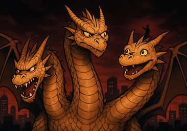 2_horns black_pupils building city city_background city_skyline claws cloud detailed_background fangs feral front_view head_horn horn light long_neck looking_at_another male membrane_(anatomy) membranous_wings monotone_body monotone_scales mouth_closed multi_head mythology night open_mouth open_smile pupils scales sharp_teeth sky skyscraper smile solo spikes spikes_(anatomy) teeth thick_neck wing_claws wings yellow_body yellow_claws yellow_eyes yellow_horn yellow_scales zenithwolf godzilla_(series) toho king_ghidorah dragon hydra kaiju mythological_creature mythological_scalie scalie 10:7 digital_media_(artwork) half-length_portrait hi_res lighting portrait shaded