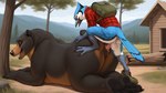 3_toes 4_toes all_fours animal_genitalia anthro anthro_on_feral anthro_penetrated anthro_penetrating anthro_penetrating_feral anus avian_feet backpack backsack balls beak belly bestiality big_butt biped black_beak black_body black_claws black_feathers black_fur black_nose black_pawpads blue_body blue_feathers bodily_fluids bottomless bottomless_female bottomless_male brown_body brown_fur building butt butt_grab cabin claws clothed clothing countershade_torso countershading cum cum_in_pussy cum_inside day detailed_background doggystyle dripping duo erection eyebrows eyelashes eyes_closed feathers feet female female_penetrated feral feral_penetrated finger_claws fingers flannel_shirt footwear forest from_behind_position fur genital_fluids genitals grass hand_on_butt happy happy_sex house humanoid_genitalia interspecies larger_anthro larger_female larger_feral larger_penetrated log looking_at_another looking_at_partner looking_back looking_back_at_another looking_pleasured lying male male/female male_on_feral male_penetrating male_penetrating_female markings mountain multicolored_body multicolored_feathers multicolored_fur narrowed_eyes nude nude_female on_front open_beak open_mouth open_smile outside overweight partially_clothed pattern_clothing pattern_shirt pattern_topwear pawpads paws penetration penile penile_penetration penis penis_in_pussy perching_position pink_tongue plaid plaid_clothing plaid_shirt plaid_topwear plant pussy red_clothing red_shirt red_topwear scutes sex shirt size_difference sky small_dom_big_sub smaller_anthro smaller_male smile snout standing tail tail_feathers talons tan_body tan_fur teeth thick_thighs toe_claws toes tongue topwear tree tuft two_tone_body two_tone_fur vaginal vaginal_fluids vaginal_penetration white_balls white_body white_feathers white_fur wood unknown_director avian bird blue_jay brown_bear corvid jay_(bird) mammal new_world_jay oscine passerine ursid ursine hi_res