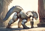 animal_genitalia anthro cloaca gaping gaping_cloaca genitals male muscular muscular_male raised_tail solo hyperion lizard lizardman reptile scalie