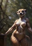 alex2018 anthro breasts detailed detailed_fur female fur genitals herpestid hi_res hyper_realistic_ai mammal meerkat navel nipples nude pussy realistic slim smile solo standing