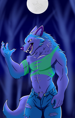 after_transformation anthro bulge clothing kurtkalupo male moon night solo teeth torn_clothing canid canine mammal werecanid werecanine werecreature werewolf absurd_res hi_res