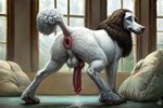 anatomically_correct anatomically_correct_genitalia animal_genitalia animal_penis anus balls big_anus blue_eyes bodily_fluids brown_hair butt canid canine canine_genitalia canine_penis canis cum domestic_dog ejaculation erection feral genital_fluids genitals hair inside knot looking_back male mammal penis pillow pink_nose poodle presenting presenting_hindquarters rangerdalmatian smile solo standard_poodle standing tail_up white_hair window