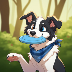 4_toes black_body black_fur black_nose blurred_background cheek_tuft claws facial_tuft feet feral floppy_ears fluffy fluffy_fur forest frisbee fur heterochromia kerchief male multicolored_body multicolored_fur neck_tuft outside pawpads paws pink_pawpads plant raised_paw shrub smile solo toe_claws toes toy tree tuft two_tone_body two_tone_fur white_body white_fur jirikdos oreo_(jirikdos) border_collie canid canine canis collie domestic_dog herding_dog mammal pastoral_dog sheepdog 1:1 hi_res