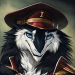 anthro blue_eyes bodily_fluids close-up clothing hair hat headgear headwear hi_res male messy_hair oldhroft portrait sergal solo tears uniform warhammer40k