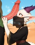 4_fingers big_penis blush bodily_fluids bottomwear bottomwear_down claws clothed clothing day desert detailed_background dripping duo erection eyelashes faceless_character faceless_male female female_anthro finger_claws fingers fur genital_fluids genitals glistening glistening_body green_body green_scales horn huge_penis humanoid_genitalia imminent_oral it'll_never_fit jewelry larger_male leaking_precum looking_at_genitalia looking_at_penis male male/female musk mythology necklace outside pants pants_down partially_clothed penile penis penis_awe penis_on_face penis_worship precum precum_drip precum_string red_eyes sand scales size_difference sky smaller_female solo_focus spikes spikes_(anatomy) sweat throbbing_penis tuft veil vein veiny_penis white_body white_fur white_scales unknown_director hymonie_fluffscale(fluffscaler) dragon kobold mythological_creature mythological_scalie reptile scalie hi_res