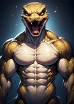 abs anthro athletic athletic_anthro athletic_male biceps looking_at_viewer male muscular muscular_anthro muscular_male nude obliques pecs ripped_muscles serratus solo tail tongue triceps vein anonymous_director reptile scalie snake hi_res