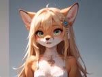 accessory anthro bare_shoulders blush breasts choker clothing dress female hair hair_accessory jewelry long_hair looking_at_viewer necklace small_breasts smile smiling_at_viewer solo solo_focus sundress white_hair magacitl canid canine fox mammal animated webm