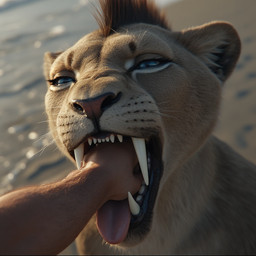 black_lips blue_eyes female finger_in_mouth first_person_view hand_in_mouth human_pov lips looking_at_another looking_at_partner mawplay mohawk mouth_play open_mouth pov_hands sharp_teeth teeth tongue tongue_out maw_master felid feline human mammal