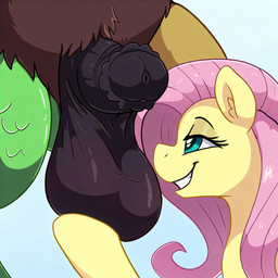 balls big_balls blue_eyes bodily_fluids dominant dominant_female duo erection female feral genital_fluids genitals hair long_hair male male/female precum smile spread_legs spreading submissive submissive_male prompter:nuttyhoof friendship_is_magic my_little_pony discord_(mlp) fluttershy_(mlp)