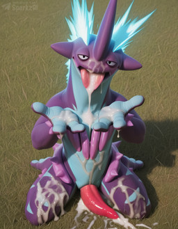 animal_genitalia animal_penis anthro biped blue_body bodily_fluids cum cum_drip cum_in_mouth cum_inside cum_on_body cum_on_chest cum_on_face cum_on_ground cum_on_hand cum_on_penis cum_on_tongue dripping erection excessive_cum excessive_genital_fluids genital_fluids genital_slit genitals grass kneeling looking_at_viewer male male_anthro messy nude open_mouth penis plant slit solo tapering_penis telegram telegram_logo text tongue tongue_out sergalbutt nintendo pokemon generation_8_pokemon low_key_toxtricity pokemon_(species) toxtricity director_name signature url