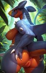 anthro anus breasts butt candy_fritter claws female garchomp generation_4_pokemon genitals hand_on_butt hi_res jungle muscular nipples non-mammal_breasts non-mammal_nipples nude pokemon_(species) pussy scalie side_boob solo spread_butt spreading