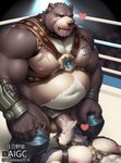 <3 anthro balls belly big_belly bladewolf74 bodily_fluids canid canine canis cum cum_in_mouth cum_inside cumshot cumshot_in_mouth domestic_dog duo ejaculation fellatio fighting_ring genital_fluids genitals harness hi_res husky looking_pleasured male male/male mammal muscular nipples nordic_sled_dog oral overweight penile penis sex spitz tharsix tongue tongue_out ursid volga wolf wrestling