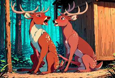 animal_genitalia animal_penis antlers balls bodily_fluids cervine_genitalia cervine_penis dripping duo erection feral fur genital_fluids genitals hooves horn male male/male penile penis plant presenting scut_tail short_tail tail tongue tree diddlier cervid cervine mammal animated hi_res short_playtime webm