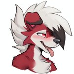 ahegao ambiguous_gender anotherarcticfox anthro blush generation_7_pokemon hair headshot_portrait looking_pleasured lycanroc mammal midnight_lycanroc pokemon_(species) portrait red_eyes solo spiky_hair tongue tongue_out