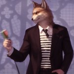 2022 anthro biped black_nose brown_body brown_fur canid canine canis clothed clothing cynfall_northcote fur hi_res inner_ear_fluff male mammal meme microphone multicolored_body necktie rick_astley rickroll shirt solo standing suit topwear tuft white_body white_fur wolf yellow_eyes yiffye18