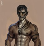 2024 abs anatomically_correct anthro athletic athletic_anthro athletic_male biceps black_lips black_nipples black_nose blue_eyes brown_body brown_fur brown_hair dark_body dark_fur dark_hair detailed_fur fur hair humanoid_face humanoid_pointy_ears jewelry lips looking_at_viewer male male_focus mouth_closed multicolored_body multicolored_fur muscular muscular_male navel necklace nipples nude pecs realistic seductive solo striped_body striped_fur stripes tribal tuft whiskers avaru avaru_(character) deity demon felid feline humanoid hybrid mammal detailed